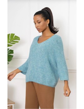 Pull  col V en Laine et Alpaga