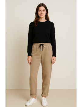 Pantalon droit en velours à...