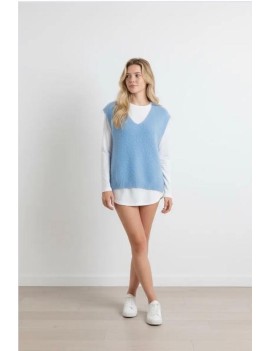 Pull sans manches laine et...