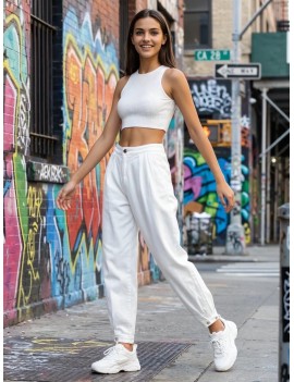 Pantalon élegant  blanc...