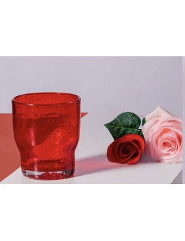 Verre à eau bullé rouge
