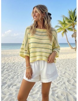 Pull ajouré manches courtes