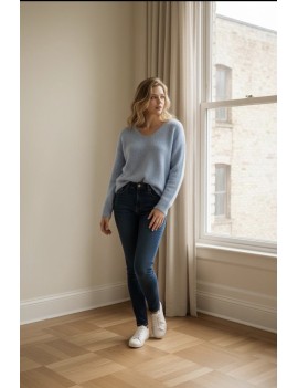 Pull en V alpaga et laine