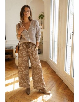 Pantalon taupe imprimé
