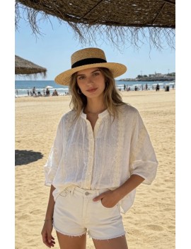 Chemise blanche brodée