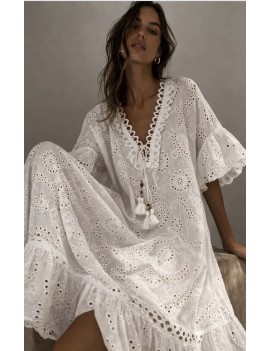 Robe midi en coton et...