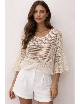 Pull ajouré en crochet