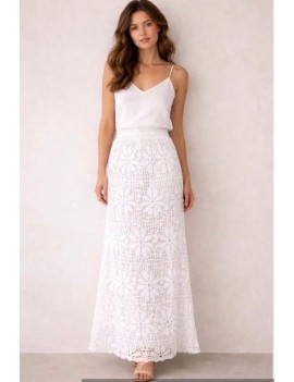 Jupe longue crochet blanche