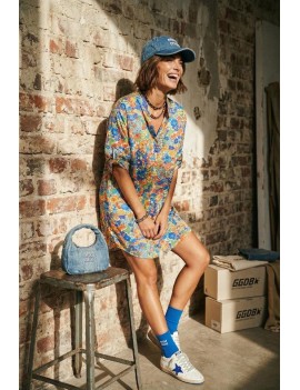 Robe chemise courte fleurie