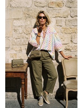Chemise à pois multicolore