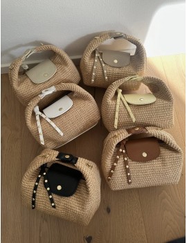 Sac à main raphia et cuir