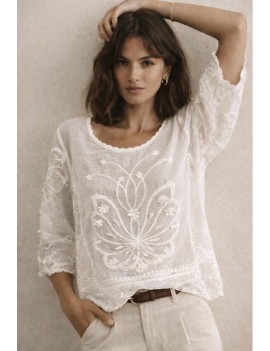 Blouse en dentelle brodée
