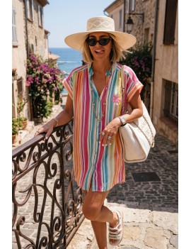 Robe courte rayures colorées