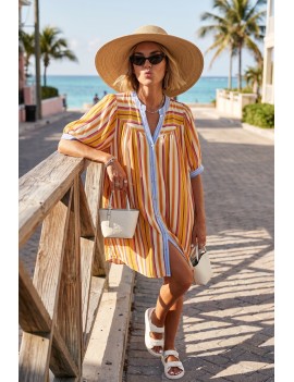 Robe courte rayures acidulées