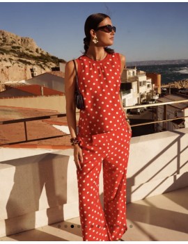 Pantalon fluide à pois