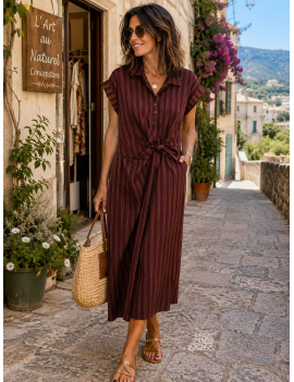 Robe longue rayures avec noeud