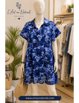 Robe imprimée courte en coton