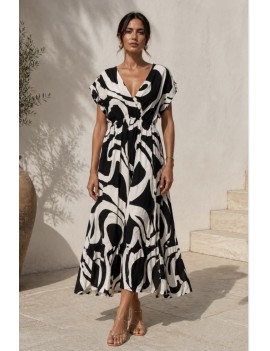 Robe longue imprimée noire...