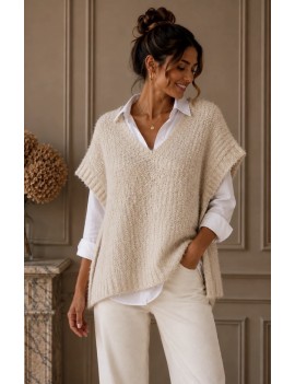 Pull doux boutonné sur le coté