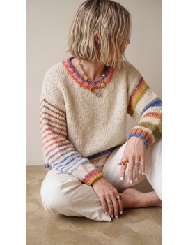 Pull col rond coloré
