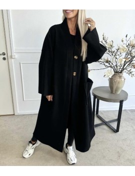 Manteau long noir avec poches