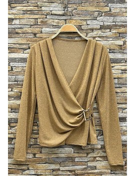 Top  pailleté drapé à boucle